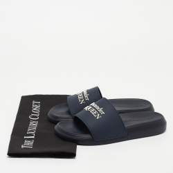 Pre Owned Alexander McQueen Navy Blue Rubber Pool Slides Size 36.5