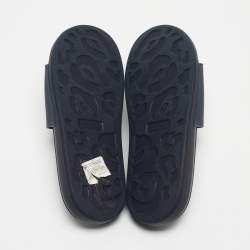 Pre Owned Alexander McQueen Navy Blue Rubber Pool Slides Size 36.5