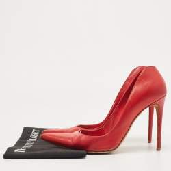 Pre Owned Alexander McQueen Red Leather Pointed Toe Pumps Size 40