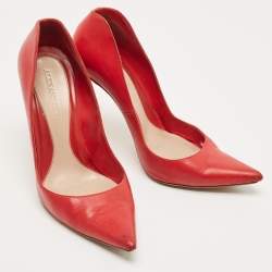 Pre Owned Alexander McQueen Red Leather Pointed Toe Pumps Size 40