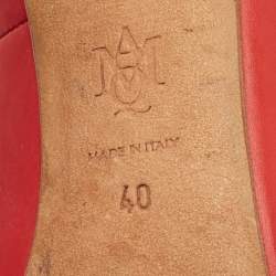 Pre Owned Alexander McQueen Red Leather Pointed Toe Pumps Size 40