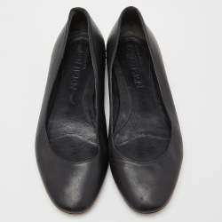 Pre Owned Alexander McQueen Black Leather Studded Ballet Flats Size 37