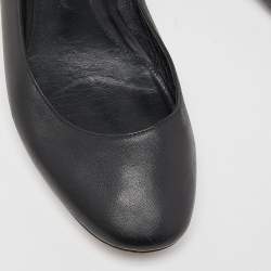 Pre Owned Alexander McQueen Black Leather Studded Ballet Flats Size 37