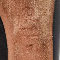 Pre Owned Alexander McQueen Black Leather Studded Ballet Flats Size 37