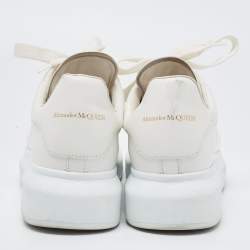 Pre Owned Alexander McQueen White Leather Oversize Lace Up Sneakers Size 38