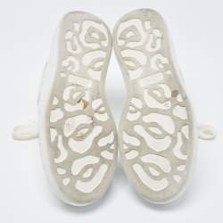 Pre Owned Alexander McQueen White Leather Oversize Lace Up Sneakers Size 38