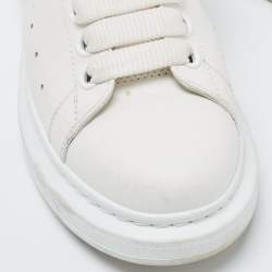 Pre Owned Alexander McQueen White Leather Oversize Lace Up Sneakers Size 38