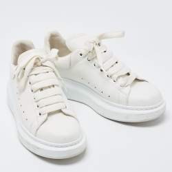 Pre Owned Alexander McQueen White Leather Oversize Lace Up Sneakers Size 38