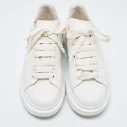 Pre Owned Alexander McQueen White Leather Oversize Lace Up Sneakers Size 38