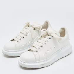 Pre Owned Alexander McQueen White Leather Oversize Lace Up Sneakers Size 38