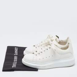 Pre Owned Alexander McQueen White Leather Oversize Lace Up Sneakers Size 38