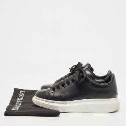 Pre Owned Alexander McQueen Black Leather Oversized Sneakers Size 35.5