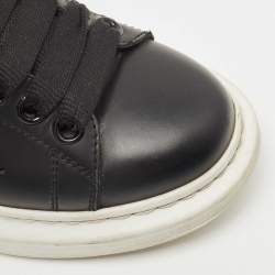 Pre Owned Alexander McQueen Black Leather Oversized Sneakers Size 35.5