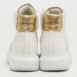 Alexander McQueen White Leather High Top Sneakers Size 36.5
