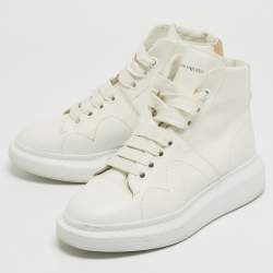 Alexander McQueen White Leather High Top Sneakers Size 36.5