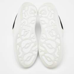 Pre Owned Alexander McQueen White/Black Leather and Suede Oversized Low Top Sneakers Size 36