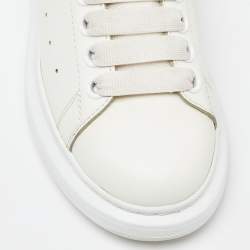 Pre Owned Alexander McQueen White/Black Leather and Suede Oversized Low Top Sneakers Size 36