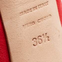 Pre Owned Alexander McQueen Red Suede Embellished Skull Studded Platform Peep Toe Pumps Size 36.5