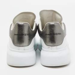 Pre Owned Alexander McQueen White/Grey Leather Oversized Sneakers Size 36.5
