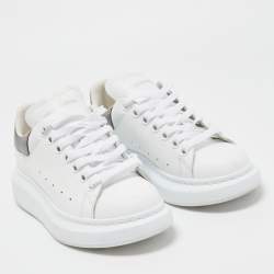 Pre Owned Alexander McQueen White/Grey Leather Oversized Sneakers Size 36.5