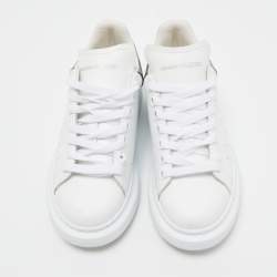 Pre Owned Alexander McQueen White/Grey Leather Oversized Sneakers Size 36.5