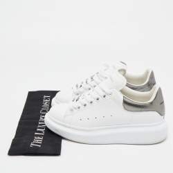 Pre Owned Alexander McQueen White/Grey Leather Oversized Sneakers Size 36.5