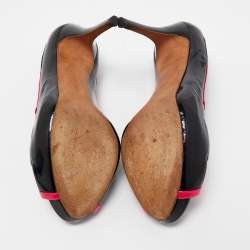 Alexander McQueen Black/Pink Patent Leather Open Toe Pumps Size 37