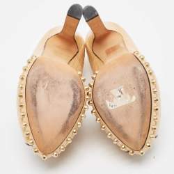 Pre Owned Alexander McQueen Beige Patent Leather Skull Pumps Size 35.5