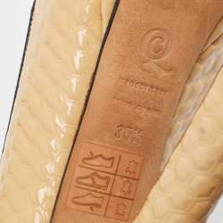 Pre Owned Alexander McQueen Beige Patent Leather Skull Pumps Size 35.5