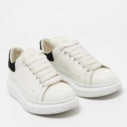 Pre Owned Alexander McQueen White/Black Suede and Leather Oversized Sneakers Size 37.5