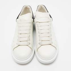 Pre Owned Alexander McQueen White/Black Suede and Leather Oversized Sneakers Size 37.5