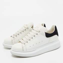 Pre Owned Alexander McQueen White/Black Suede and Leather Oversized Sneakers Size 37.5