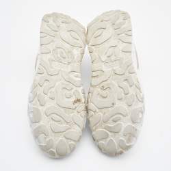 Pre Owned Alexander McQueen White/Beige Leather and Mesh Oversized Runner Sneakers Size 38.5