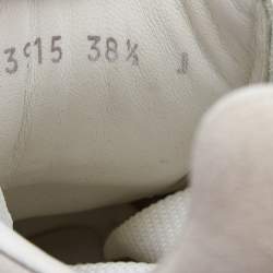 Pre Owned Alexander McQueen White/Beige Leather and Mesh Oversized Runner Sneakers Size 38.5