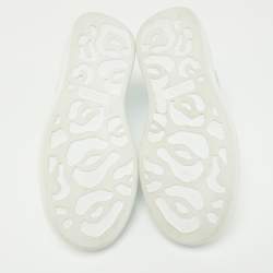 Pre Owned Alexander McQueen White/Blue Leather and Rubber Oversized Sneakers Size 40.5