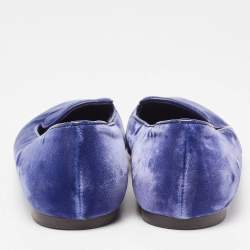 Alexander McQueen Blue Velvet Skull Smoking Slippers Size 37