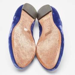 Alexander McQueen Blue Velvet Skull Smoking Slippers Size 37