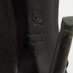 Pre Owned Alexander McQueen Black Leather Faithful Peep Toe Booties Size 37