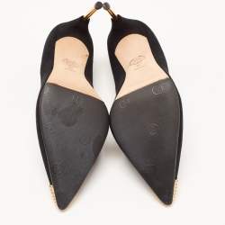 Pre Owned Alexander McQueen Black Suede Leather Embellished Pointed Toe Pumps Size 37