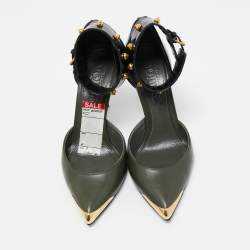 Alexander McQueen Green Leather Ankle Strap Pumps Size 37.5