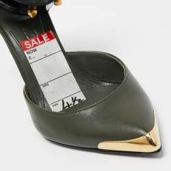 Alexander McQueen Green Leather Ankle Strap Pumps Size 37.5
