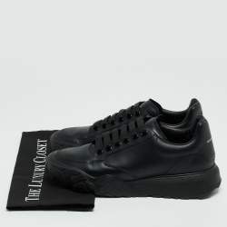 Pre Owned Alexander McQueen Black Leather Oversized Sneakers Size 39.5