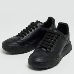 Pre Owned Alexander McQueen Black Leather Oversized Sneakers Size 39.5