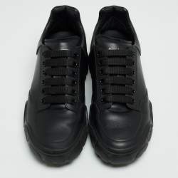 Pre Owned Alexander McQueen Black Leather Oversized Sneakers Size 39.5
