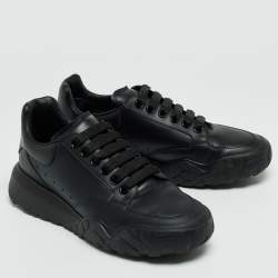 Pre Owned Alexander McQueen Black Leather Oversized Sneakers Size 39.5