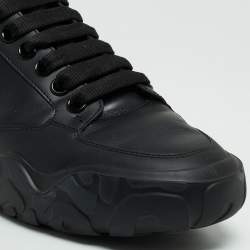 Pre Owned Alexander McQueen Black Leather Oversized Sneakers Size 39.5