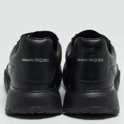 Pre Owned Alexander McQueen Black Leather Oversized Sneakers Size 39.5