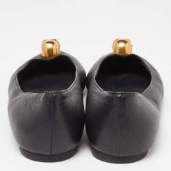 Pre Owned Alexander McQueen Black Leather Skull City Ballet Flats Size 40