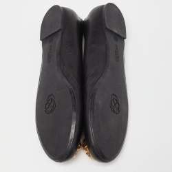 Pre Owned Alexander McQueen Black Leather Skull City Ballet Flats Size 40