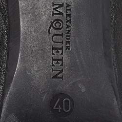 Pre Owned Alexander McQueen Black Leather Skull City Ballet Flats Size 40